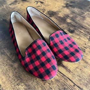 J Crew Cora Loafers Ballet Flats Size 8.5 Red Plaid